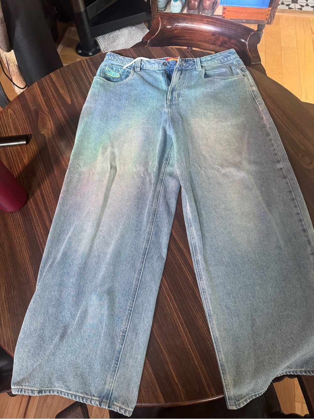 Empyre Men's Relaxed Wide-Leg Jeans in Light Blue